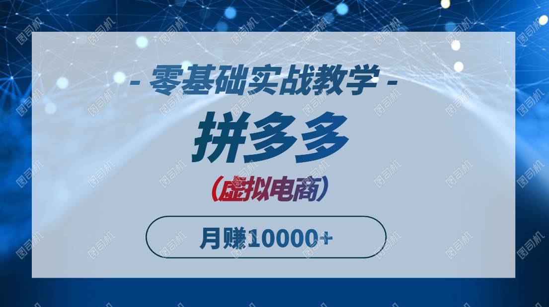 （14880期）拼多多虚拟电商，零基础实战教学，快速打爆商品，新手也能月入10000+网赚项目-副业赚钱-互联网创业-资源整合南风学院