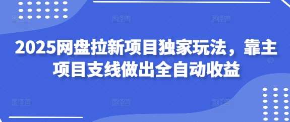 2025网盘拉新项目独家玩法，靠主项目支线做出全自动收益网赚项目-副业赚钱-互联网创业-资源整合南风学院