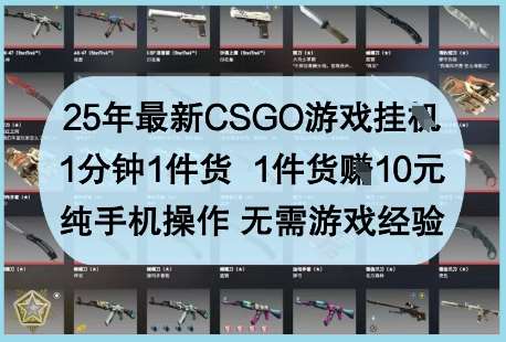 25年最新CSGO游戏挂G，1分钟1件货，1件货挣10元，纯手机操作，无需游戏经验【揭秘】网赚项目-副业赚钱-互联网创业-资源整合南风学院