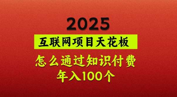 2025项目天花板，普通怎么通过知识付费翻身，年入百个【揭秘】网赚项目-副业赚钱-互联网创业-资源整合南风学院
