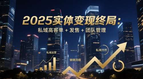 2025实体变现终局：私域高客单+发售+团队管理网赚项目-副业赚钱-互联网创业-资源整合南风学院