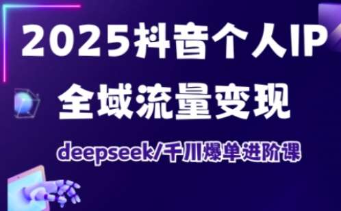 2025抖音个人IP全域流量变现进阶课，deepseek千川爆单进阶课网赚项目-副业赚钱-互联网创业-资源整合南风学院