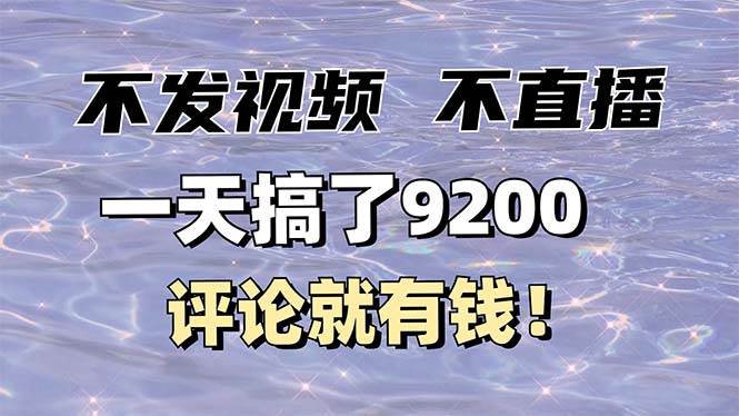 （14018期）不发作品不直播，评论就有钱，一条最高10块，一天搞了9200网赚项目-副业赚钱-互联网创业-资源整合南风学院