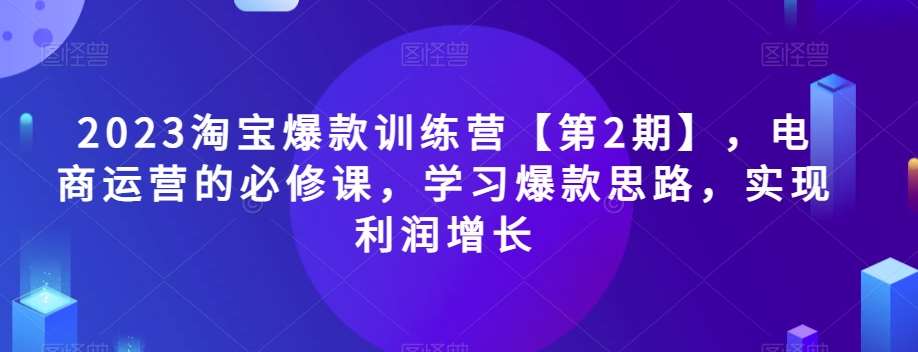 2023淘宝爆款训练营【第2期】，电商运营的必修课，学习爆款思路，实现利润增长网赚项目-副业赚钱-互联网创业-资源整合南风学院