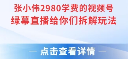 张小伟2980付费额视频号绿幕直播给你们拆解玩法网赚项目-副业赚钱-互联网创业-资源整合南风学院