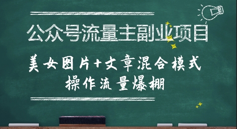 公众号流量主副业项目，美女图片+文章混合模式操作流量爆棚网赚项目-副业赚钱-互联网创业-资源整合南风学院