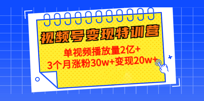 21天视频号变现特训营：单视频播放量2亿+3个月涨粉30w+变现20w+网赚项目-副业赚钱-互联网创业-资源整合南风学院