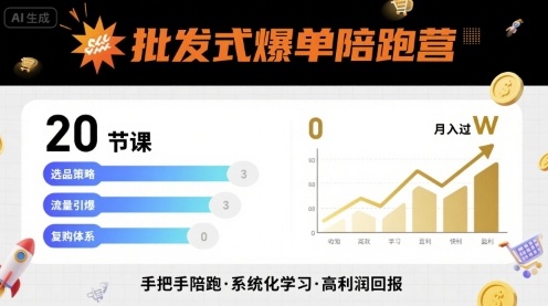 批发式爆单陪跑营，20节课带你实现批发式爆单，带你经松月入过W网赚项目-副业赚钱-互联网创业-资源整合南风学院