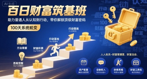 百日财富筑基班，助力普通人从认知到行动，带你解锁顶级财富密码网赚项目-副业赚钱-互联网创业-资源整合南风学院