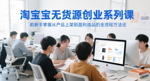 淘宝无货源创业系列课，助新手掌握从产品上架到盈利选品的全流程方法论网赚项目-副业赚钱-互联网创业-资源整合南风学院