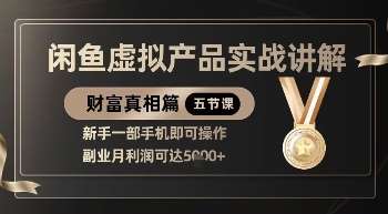 精品!闲鱼虚拟产品实战讲解,新手一部手机即可操作,副业月利润可达5k+网赚项目-副业赚钱-互联网创业-资源整合南风学院