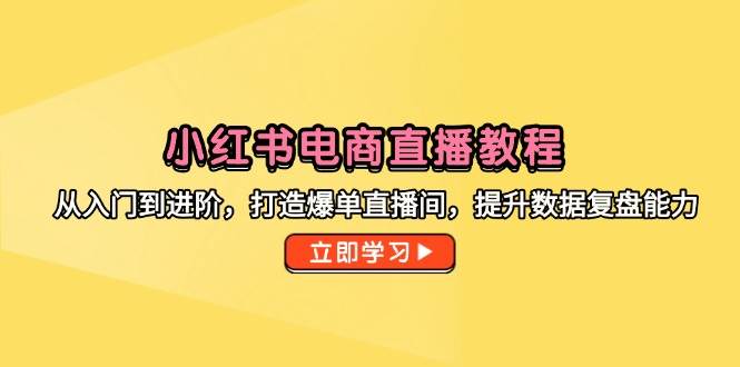 （14873期）小红书电商直播教程，从入门到进阶，打造爆单直播间，提升数据复盘能力网赚项目-副业赚钱-互联网创业-资源整合南风学院