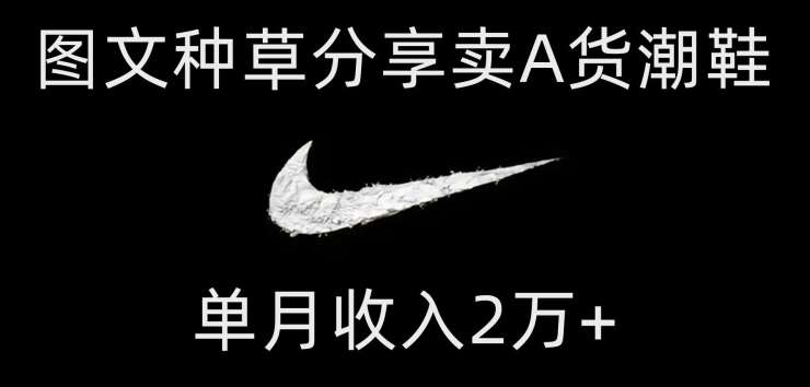 靠图文种草分享卖A货潮鞋，每天一小时，单月收入2万+【揭秘】网赚项目-副业赚钱-互联网创业-资源整合南风学院