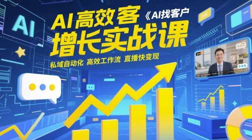 AI高效获客增长实战课，​AI找客户 私域自动化 高效工作流 直播快变现网赚项目-副业赚钱-互联网创业-资源整合南风学院