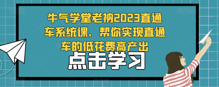 牛气学堂老衲2023直通车系统课，帮你实现直通车的低花费高产出网赚项目-副业赚钱-互联网创业-资源整合南风学院