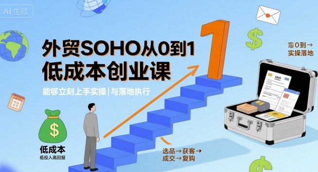 外贸SOHO从0到1低成本创业课，能够立刻上手实操与落地执行网赚项目-副业赚钱-互联网创业-资源整合南风学院