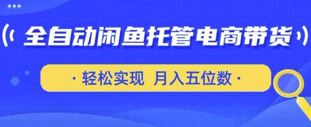 全自动闲鱼托管式电商带货，只需一部安卓手机和一个闲鱼号，轻松实现月入五位数【揭秘】网赚项目-副业赚钱-互联网创业-资源整合南风学院