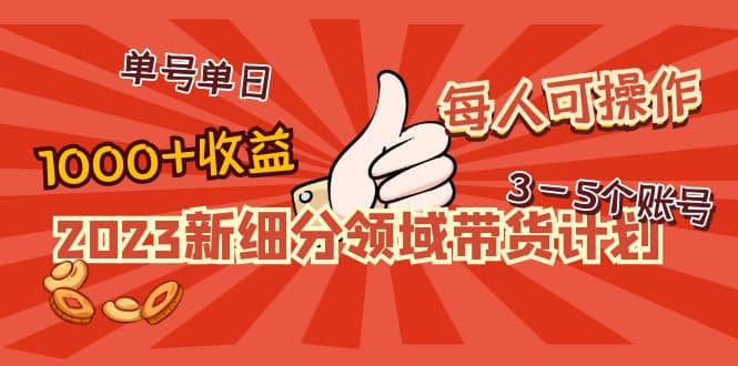2023新细分领域带货计划：单号单日1000+收益不难，每人可操作3-5个账号网赚项目-副业赚钱-互联网创业-资源整合南风学院