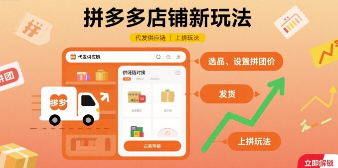 拼多多店铺新玩法，代发供应链上拼玩法网赚项目-副业赚钱-互联网创业-资源整合南风学院