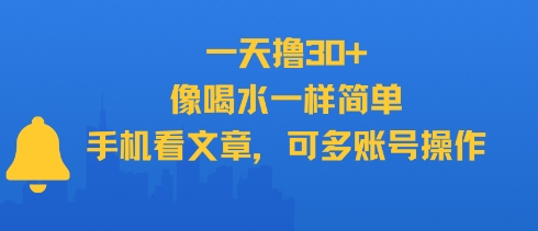 一天撸30+，像喝水一样简单，手机看文章，可多账号操作网赚项目-副业赚钱-互联网创业-资源整合南风学院