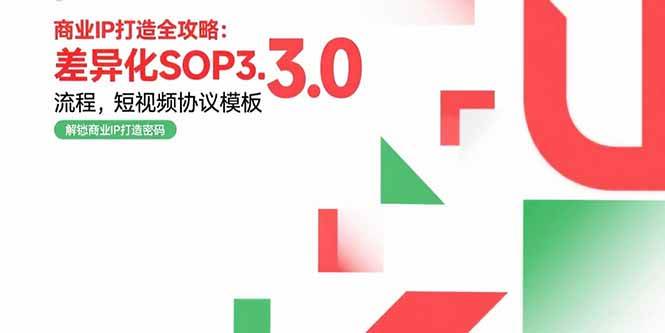 （15486期）商业IP打造全攻略：差异化SOP3.0流程，短视频协议模板，婚恋项目实战案例网赚项目-副业赚钱-互联网创业-资源整合南风学院