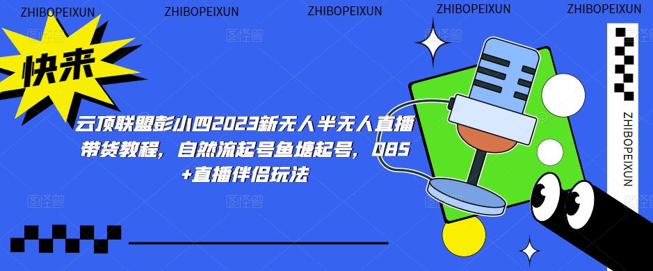 云顶联盟彭小四2023新无人半无人直播带货教程，自然流起号鱼塘起号，OBS+直播伴侣玩法网赚项目-副业赚钱-互联网创业-资源整合南风学院
