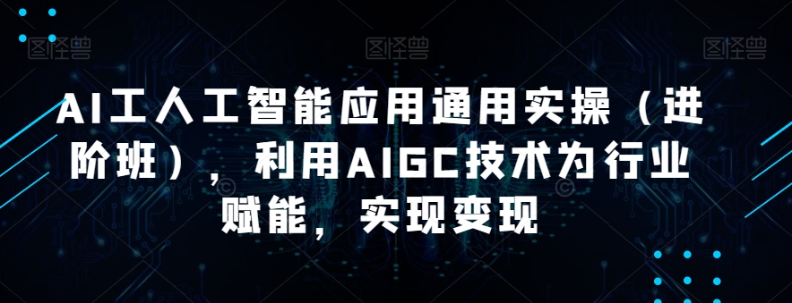 AI工人工智能应用通用实操（进阶班），利用AIGC技术为行业赋能，实现变现网赚项目-副业赚钱-互联网创业-资源整合南风学院