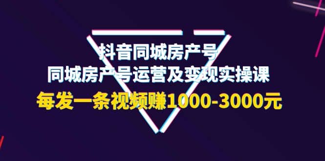 抖音同城房产号，同城房产号运营及变现实操课，每发一条视频赚1000-3000元网赚项目-副业赚钱-互联网创业-资源整合南风学院