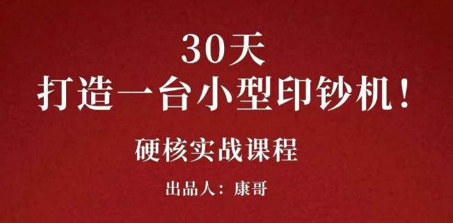 康哥30天打造一台小型印钞机：躺赚30万的项目完整复盘（视频教程）网赚项目-副业赚钱-互联网创业-资源整合南风学院