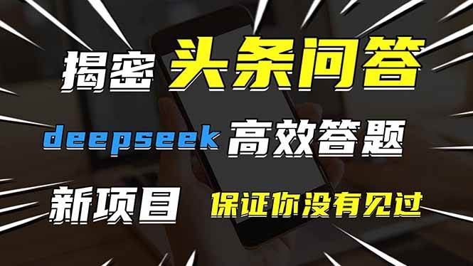 （14480期）头条问答，刚出的新玩法！保证你没见过！用DeepSeek去高效答题，一个账…网赚项目-副业赚钱-互联网创业-资源整合南风学院