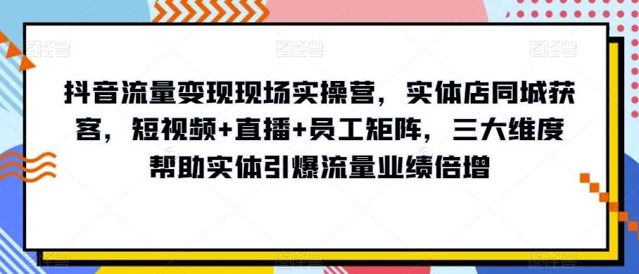抖音流量变现现场实操营，实体店同城获客，短视频+直播+员工矩阵，三大维度帮助实体引爆流量业绩倍增网赚项目-副业赚钱-互联网创业-资源整合南风学院