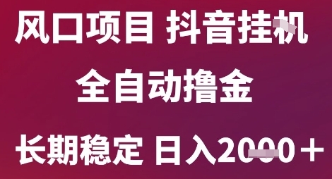 风口项目，六月最新玩法抖音无人挂G，全自动撸金，长期稳定 日入2k+【揭秘】网赚项目-副业赚钱-互联网创业-资源整合南风学院
