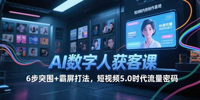 （15247期）AI数字人获客课，6步突围+霸屏打法，短视频5.0时代流量密码网赚项目-副业赚钱-互联网创业-资源整合南风学院