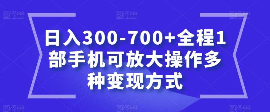日入300-700+全程1部手机可放大操作多种变现方式【揭秘】网赚项目-副业赚钱-互联网创业-资源整合南风学院