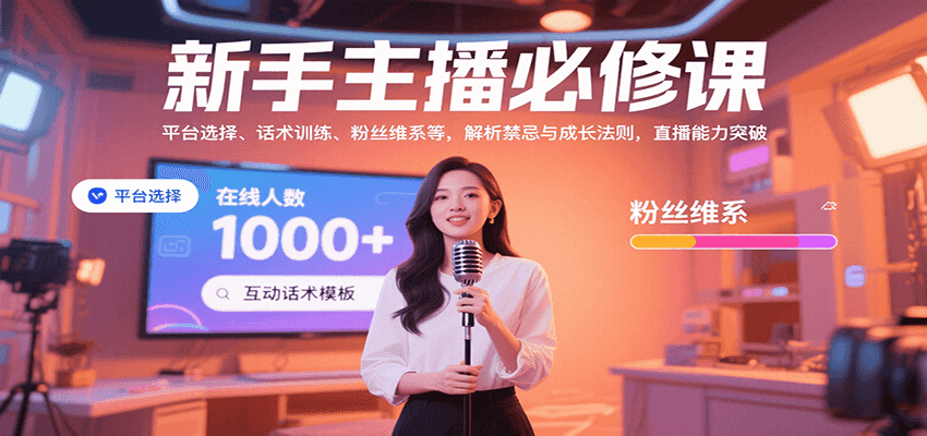 新手主播必修课：平台选择、话术训练、粉丝维系等，解析禁忌与成长法则，突破直播能力网赚项目-副业赚钱-互联网创业-资源整合南风学院