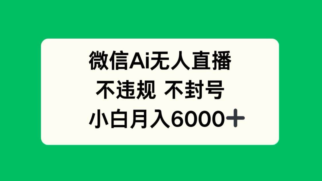 （14733期）微信AI无人直播，不违规 不封号 ，小白月入6000+网赚项目-副业赚钱-互联网创业-资源整合南风学院