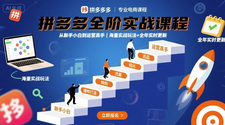 拼多多全阶实战课程，从新手小白到运营高手，海量实战玩法+全年实时更新【2025年9月更新】网赚项目-副业赚钱-互联网创业-资源整合南风学院