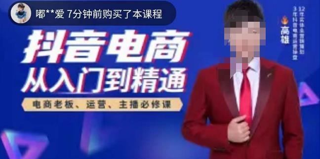 高雄哥·抖音电商从入门到精通，​从账号、流量、人货场、主播、店铺五个方面全面解析抖音电商核心逻辑网赚项目-副业赚钱-互联网创业-资源整合南风学院