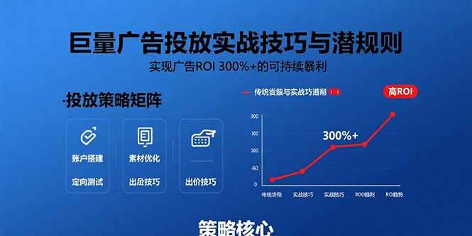 （15626期）巨量广告投放实战技巧与潜规则：实现广告ROI 300%+的可持续暴利网赚项目-副业赚钱-互联网创业-资源整合南风学院