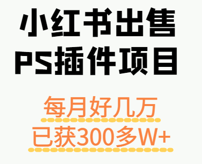 小红书出售PS插件项目，每月都收入好几万，长期操作已获利300多W+网赚项目-副业赚钱-互联网创业-资源整合南风学院