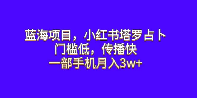 蓝海项目，小红书塔罗占卜，门槛低，传播快，一部手机月入3w+网赚项目-副业赚钱-互联网创业-资源整合南风学院