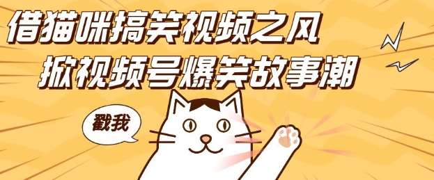借猫咪搞笑视频之风，掀视频号爆笑故事潮，轻松日入四位数，无门槛快速入门!网赚项目-副业赚钱-互联网创业-资源整合南风学院