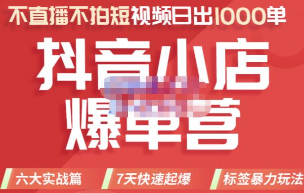2022年抖音小店爆单营，不直播、不拍短视频、日出1000单，暴力玩法网赚项目-副业赚钱-互联网创业-资源整合南风学院