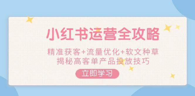 小红书运营全攻略，精准获客+流量优化+软文种草，揭秘高客单产品投放技巧网赚项目-副业赚钱-互联网创业-资源整合南风学院