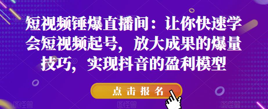 短视频锤爆直播间：让你快速学会短视频起号，放大成果的爆量技巧，实现抖音的盈利模型网赚项目-副业赚钱-互联网创业-资源整合南风学院