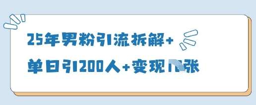25年男粉引流拆解+单日引200人+变现多张网赚项目-副业赚钱-互联网创业-资源整合南风学院