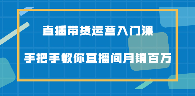 直播带货运营入门课，手把手教你直播间月销百万网赚项目-副业赚钱-互联网创业-资源整合南风学院