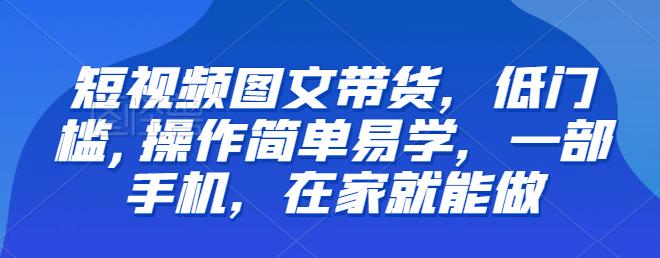 【推荐】短视频图文带货，低门槛,操作简单易学，一部手机，在家就能做网赚项目-副业赚钱-互联网创业-资源整合南风学院