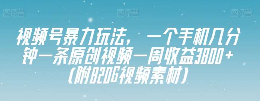 视频号暴力玩法，一个手机几分钟一条原创视频一周收益3800+（附820G视频素材）网赚项目-副业赚钱-互联网创业-资源整合南风学院