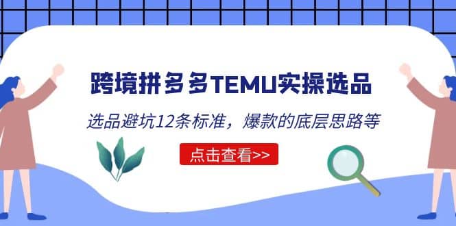 跨境拼多多TEMU实操选品运营方法，选品避坑12条标准，爆款的底层思路等网赚项目-副业赚钱-互联网创业-资源整合南风学院